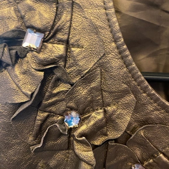 PETER NYGARD COPPER LEATHER/SWEATER JACKET. MEASUREMENTS PROVIDED - Picture 4 of 9